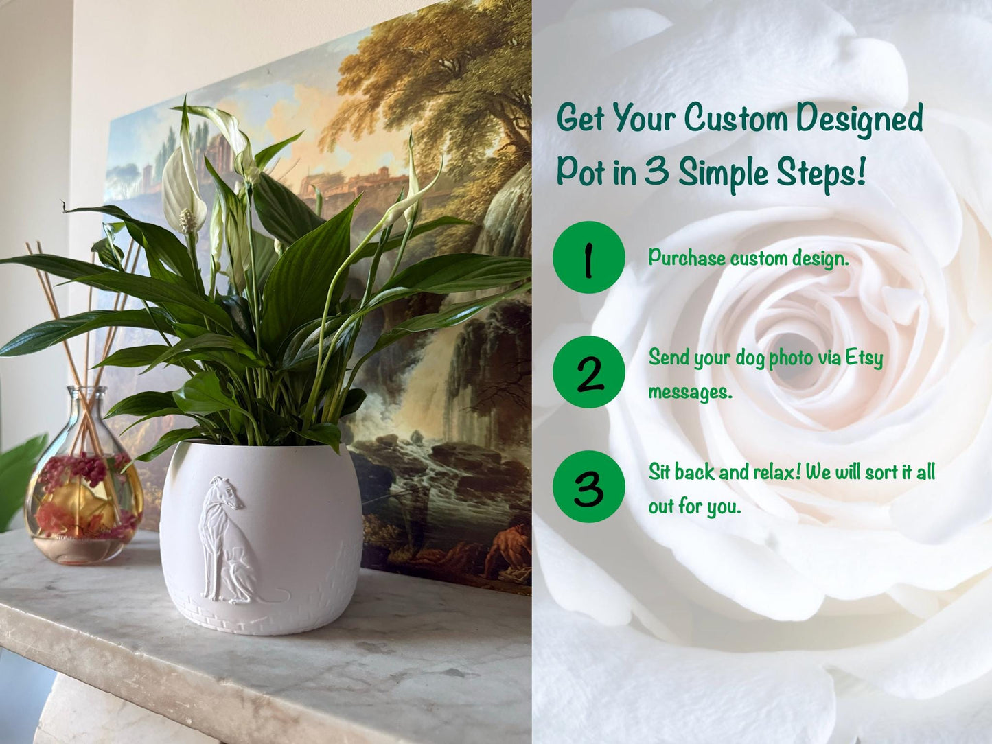 Personalised Dog Plant Pot - Custom Pet Portrait Self Watering Plant Pot - 3D Printed Indoor Planter - Gift for Dog Lovers