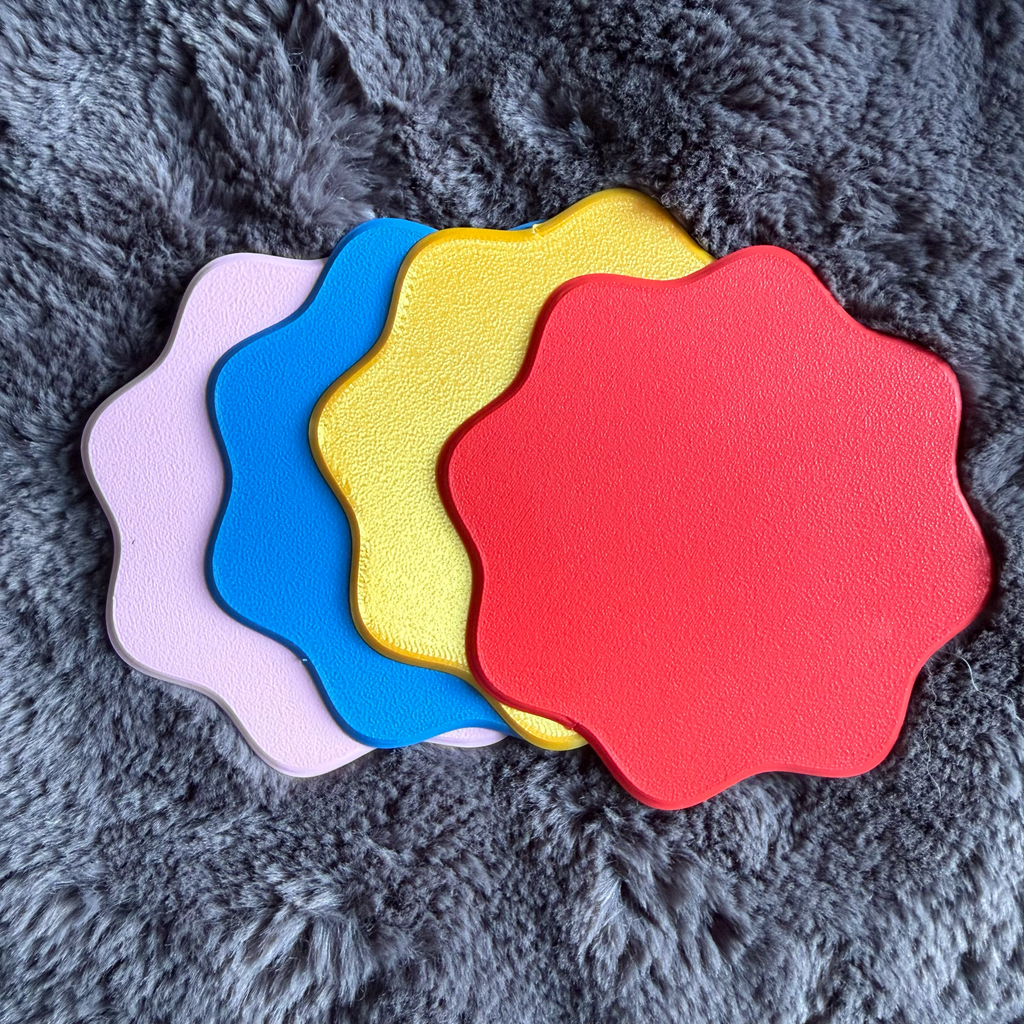 Wavy Dual Texture Coasters (Set of 4 or 6) - With Stand