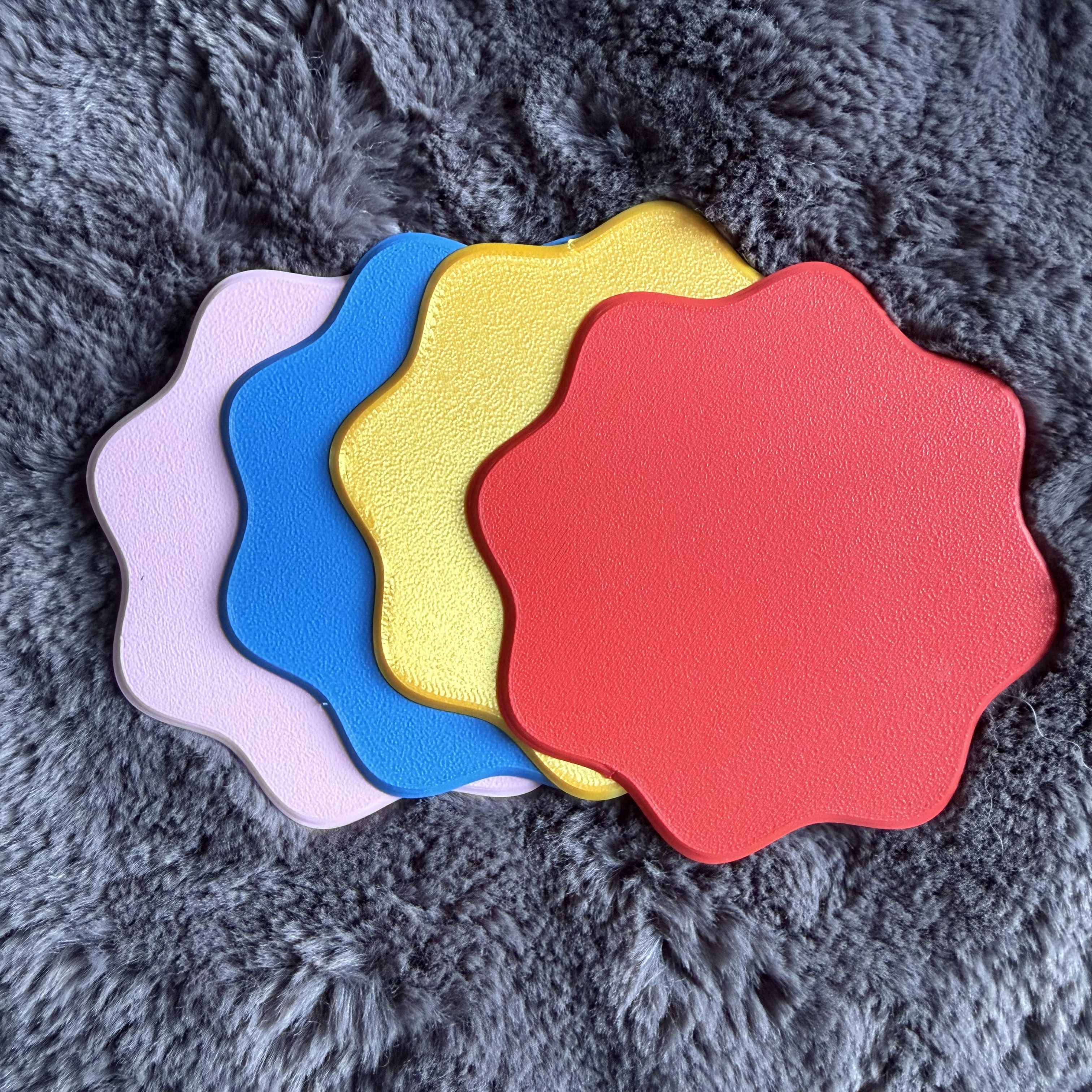 Wavy Dual Texture Coasters (Set of 4 or 6) - With Stand