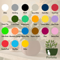 Color swatches with corresponding names in front of a potted plant, featuring the Potfolia brand.