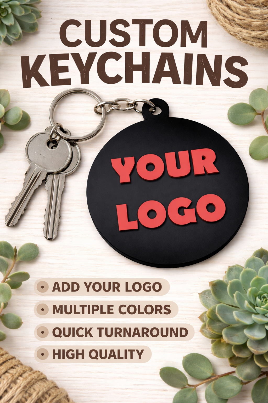Custom 3D Logo Keychain | Promotional Marketing, Wedding Favors, Corporate Gifts (Bulk)