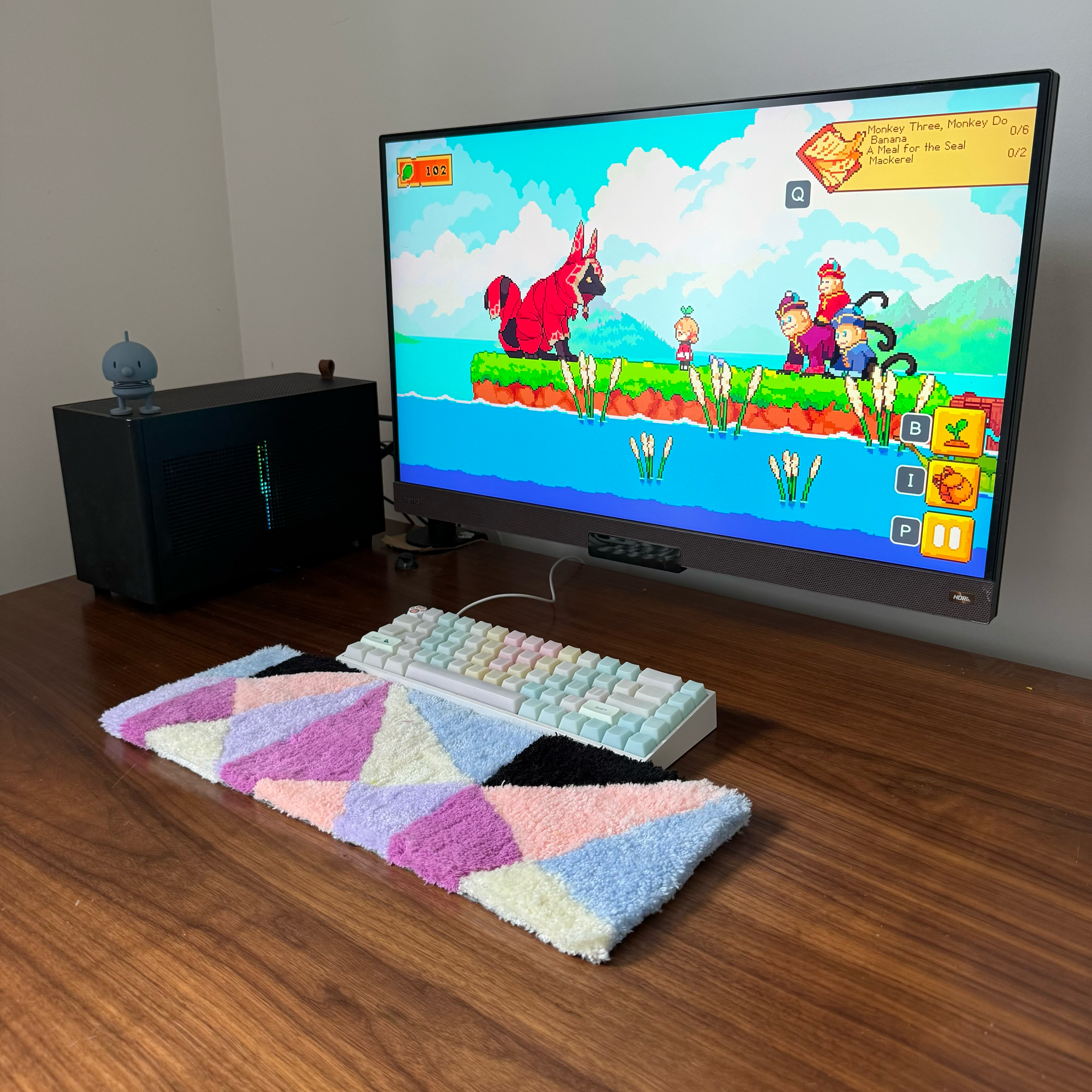 Hand Tufted Geometric Keyboard Rug, Soft Desk Mat, Wrist Rest Accessory