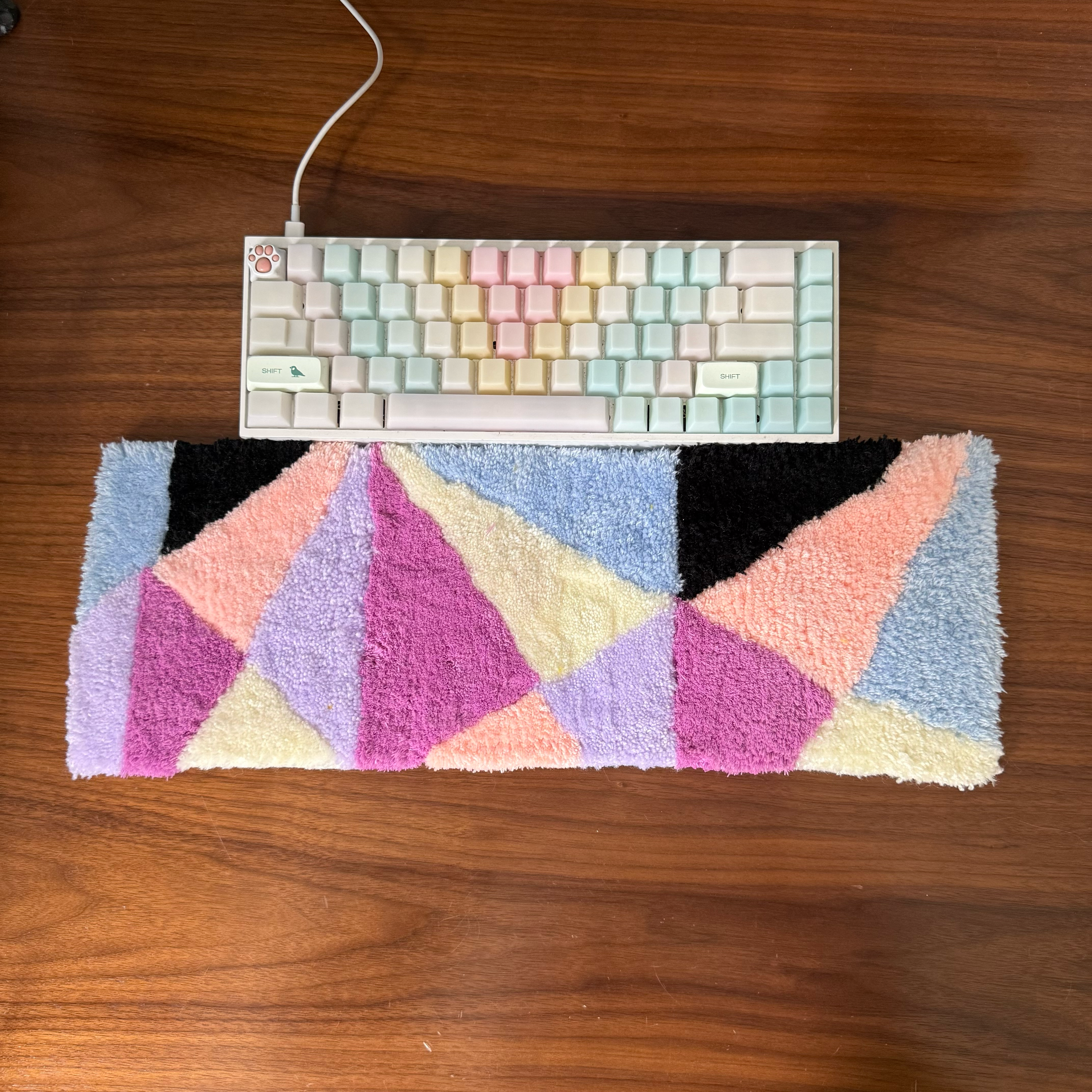 Hand Tufted Geometric Keyboard Rug, Soft Desk Mat, Wrist Rest Accessory