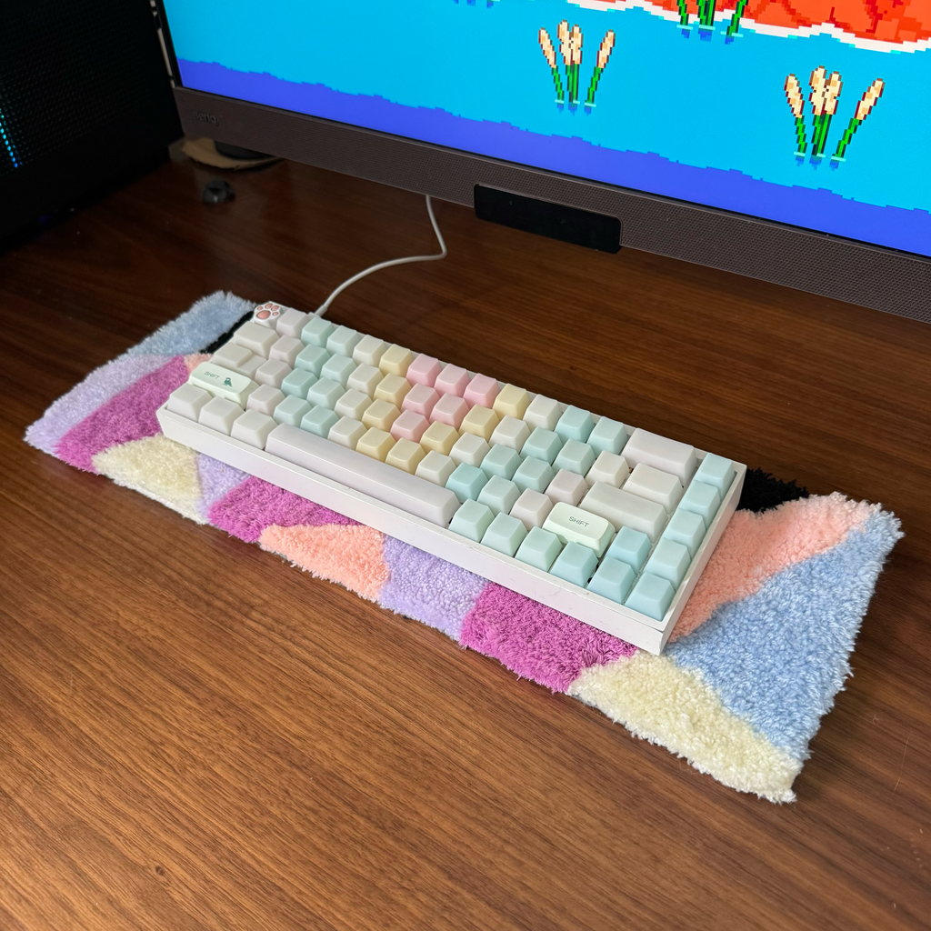 Hand Tufted Geometric Keyboard Rug, Soft Desk Mat, Wrist Rest Accessory