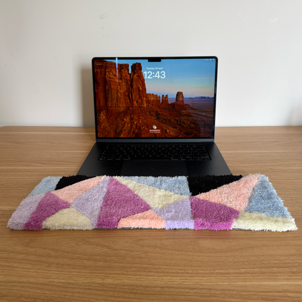 Hand Tufted Geometric Keyboard Rug, Soft Desk Mat, Wrist Rest Accessory