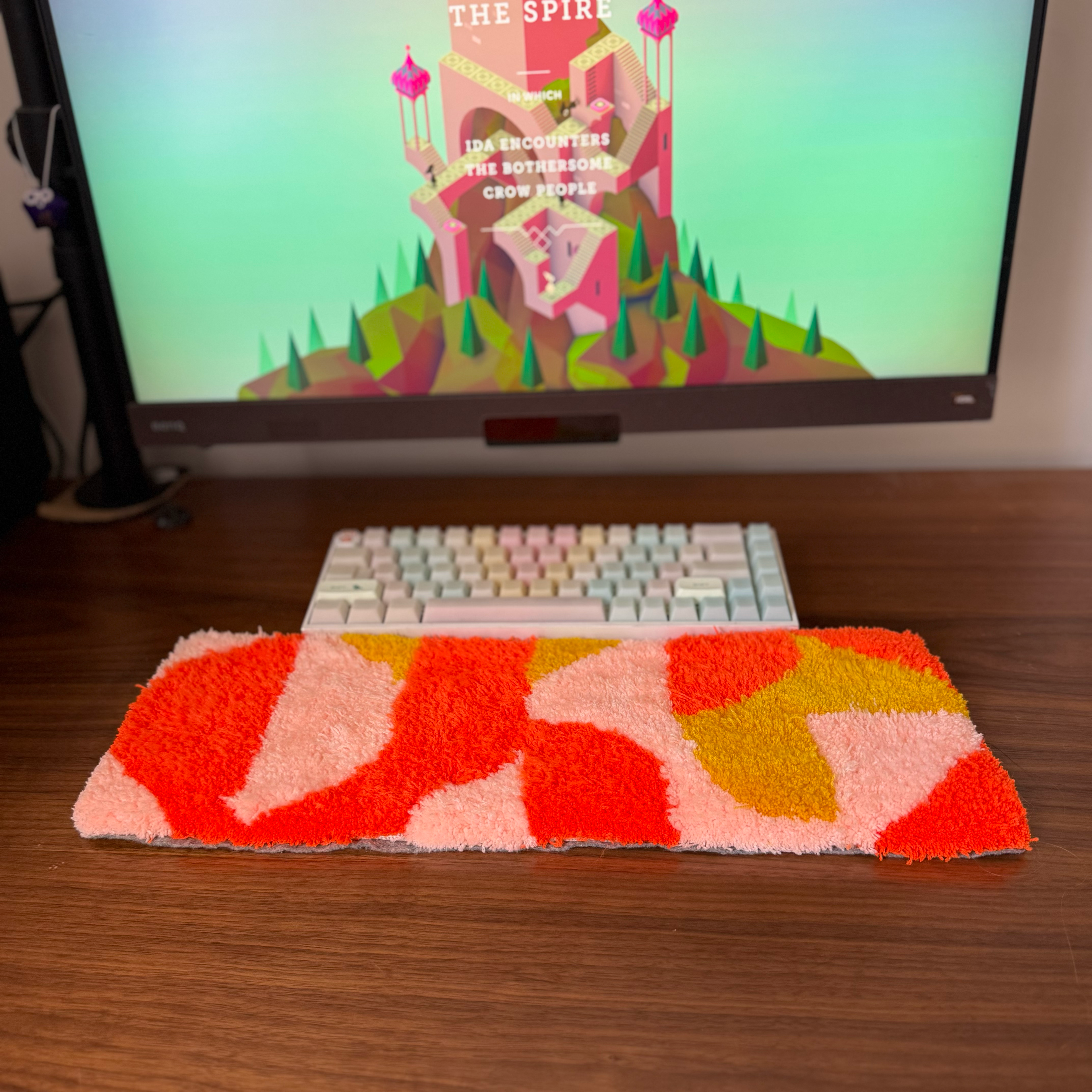 Hand Tufted Modern Geometry Pattern Keyboard Rug, Desk Decor, Soft Wrist Rest Accessory