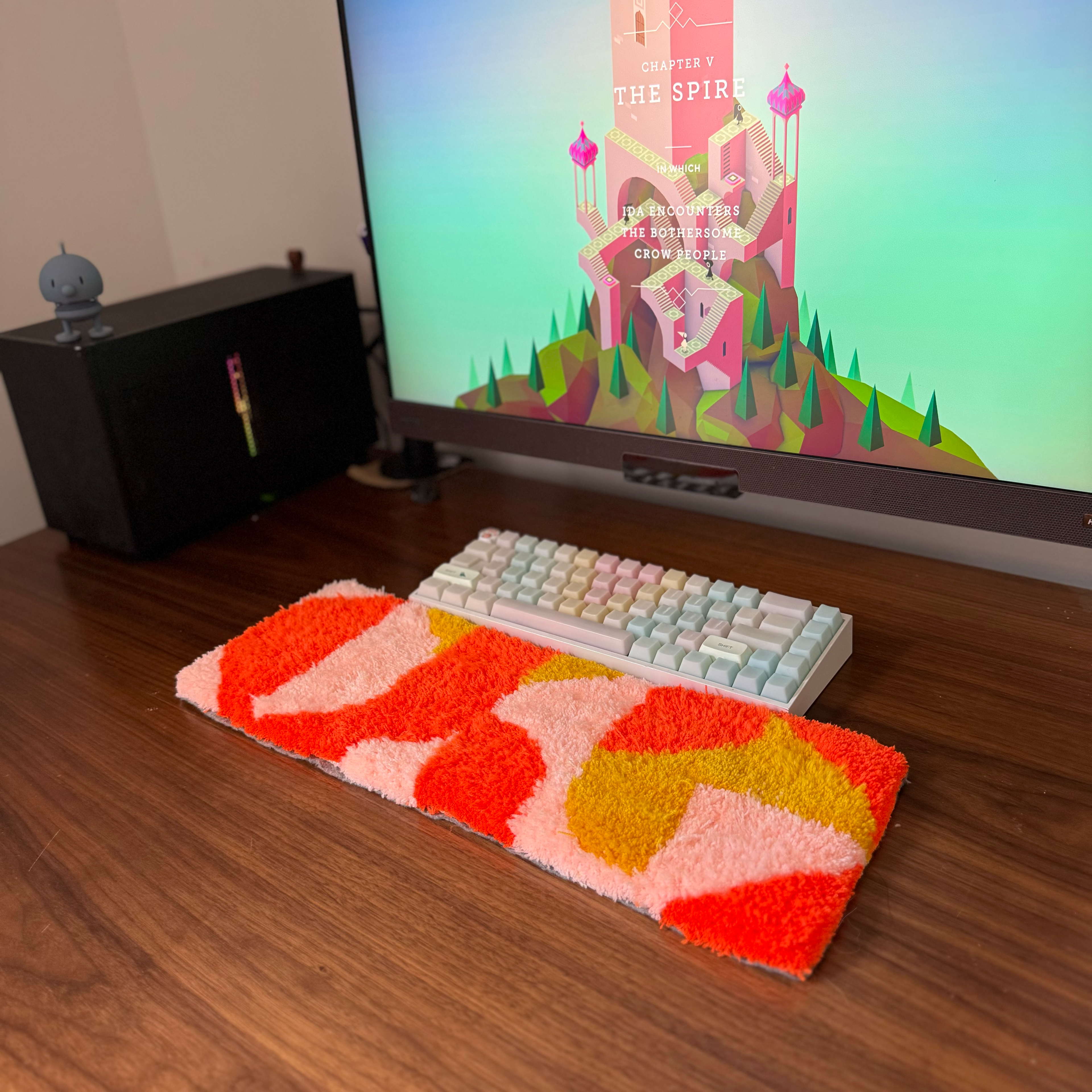 Hand Tufted Modern Geometry Pattern Keyboard Rug, Desk Decor, Soft Wrist Rest Accessory