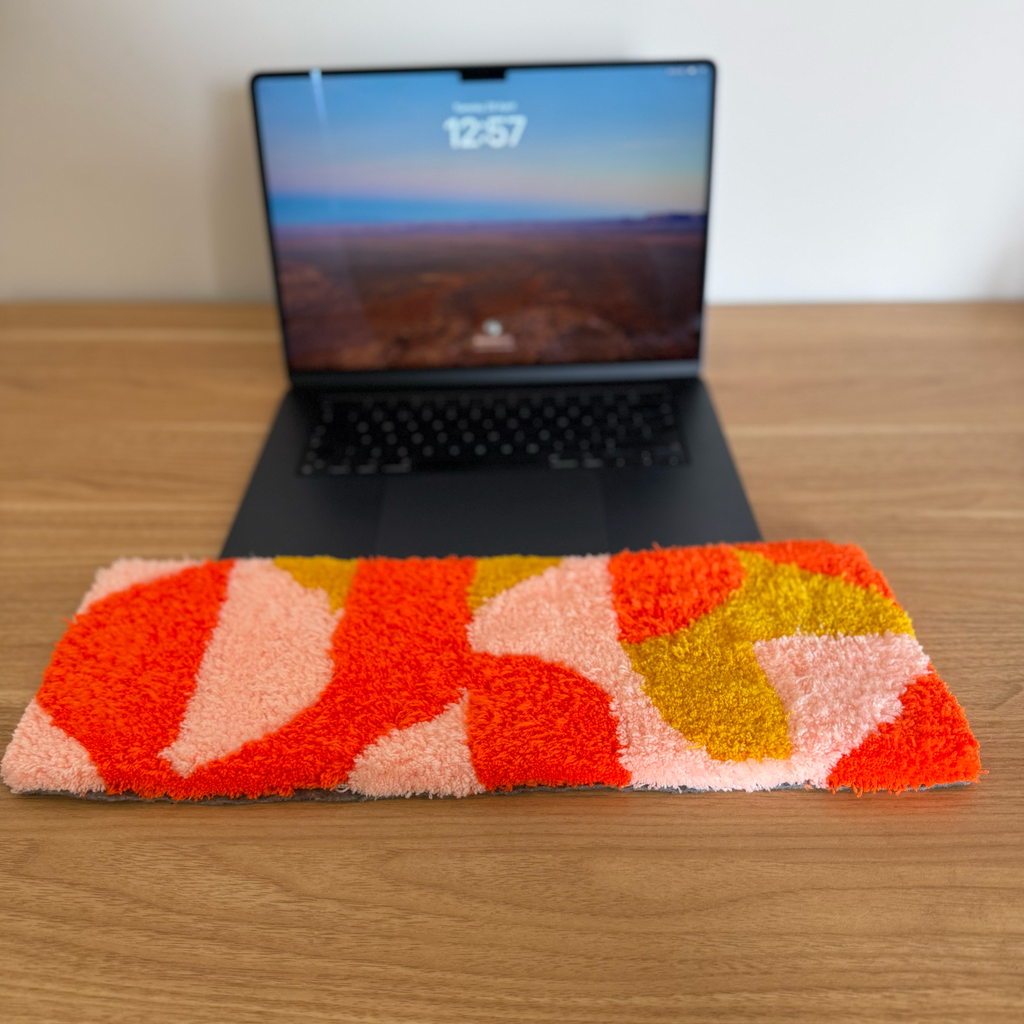 Hand Tufted Modern Geometry Pattern Keyboard Rug, Desk Decor, Soft Wrist Rest Accessory