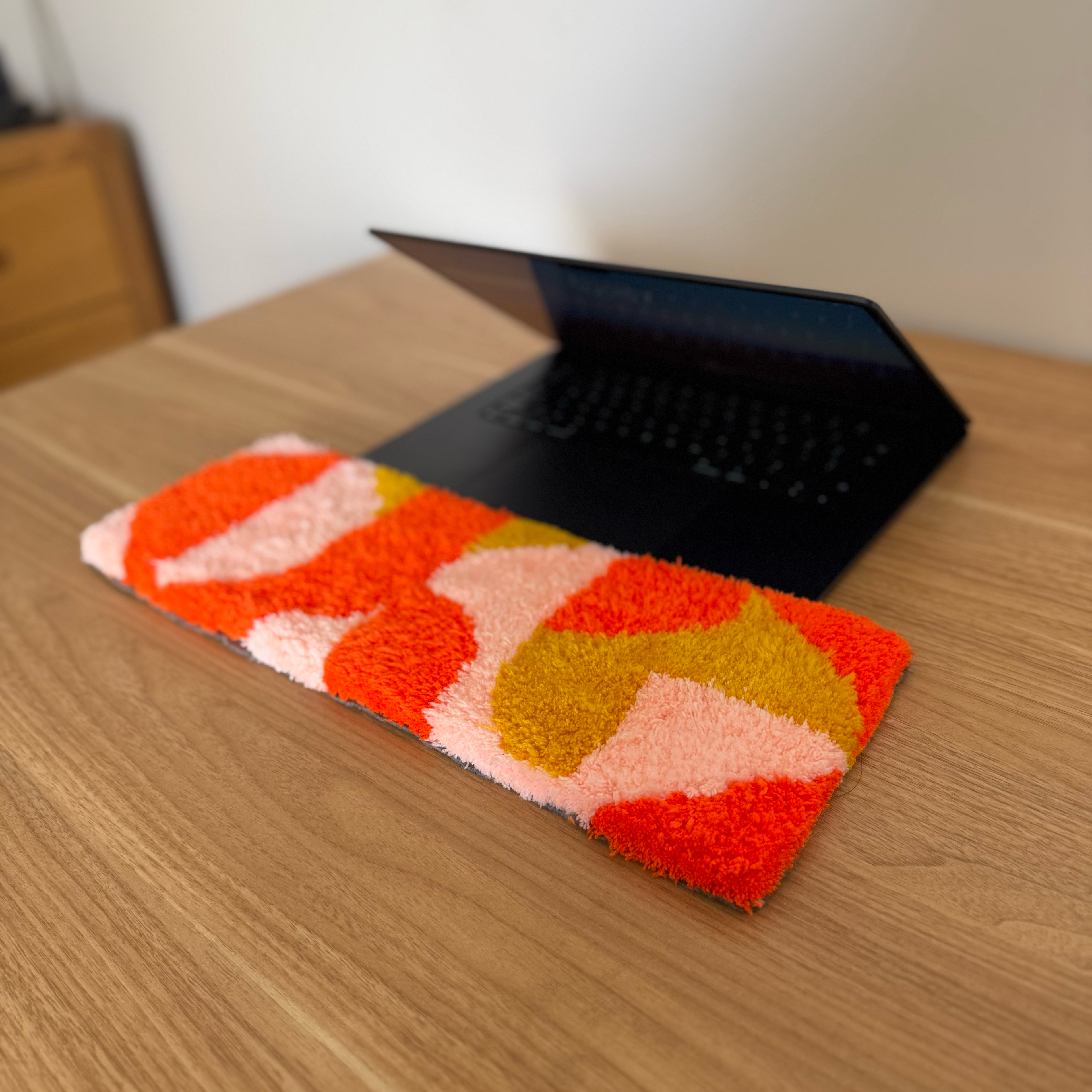Hand Tufted Modern Geometry Pattern Keyboard Rug, Desk Decor, Soft Wrist Rest Accessory
