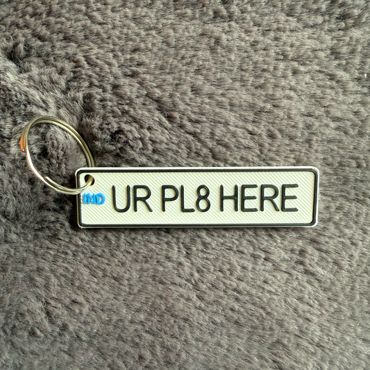 Personalised Indian Number Plate Keyring, Custom Licence Plate Car Reg Accessory