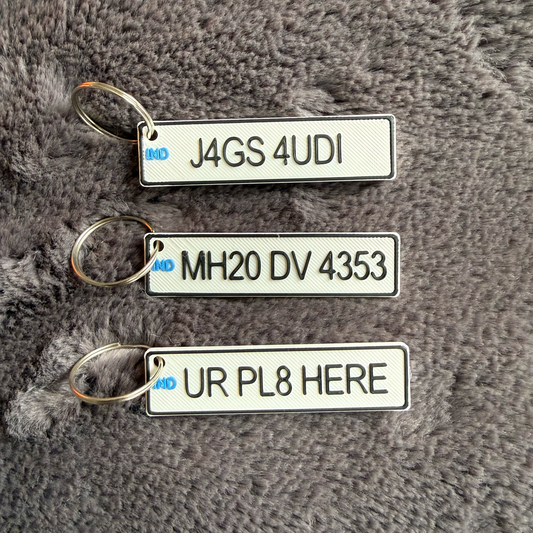 Personalised Indian Number Plate Keyring, Custom Licence Plate Car Reg Accessory