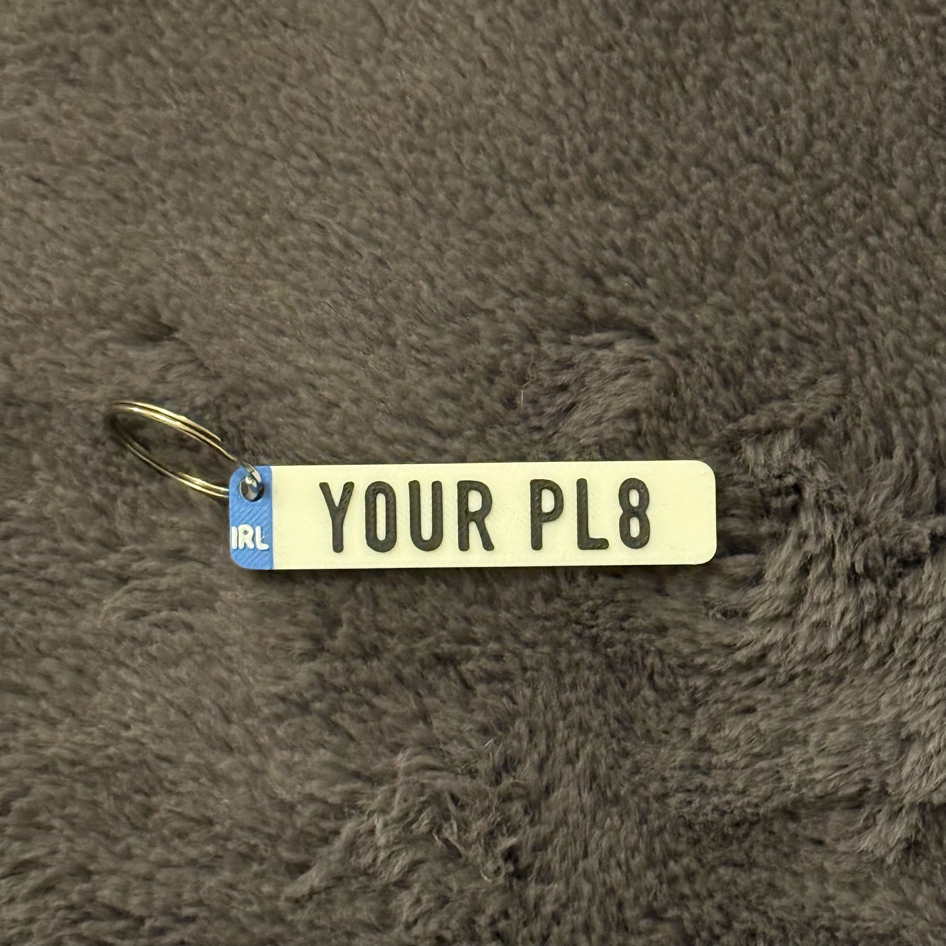 Personalised 3D EU Number Plate Keyring, Custom License Plate Car Reg Accessory