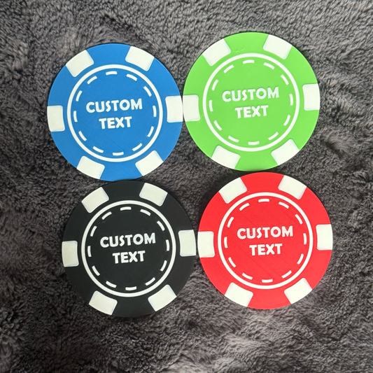 Personalised Poker Chip Coasters Set – Casino Drinking Mats – Poker Night Man Cave Gift