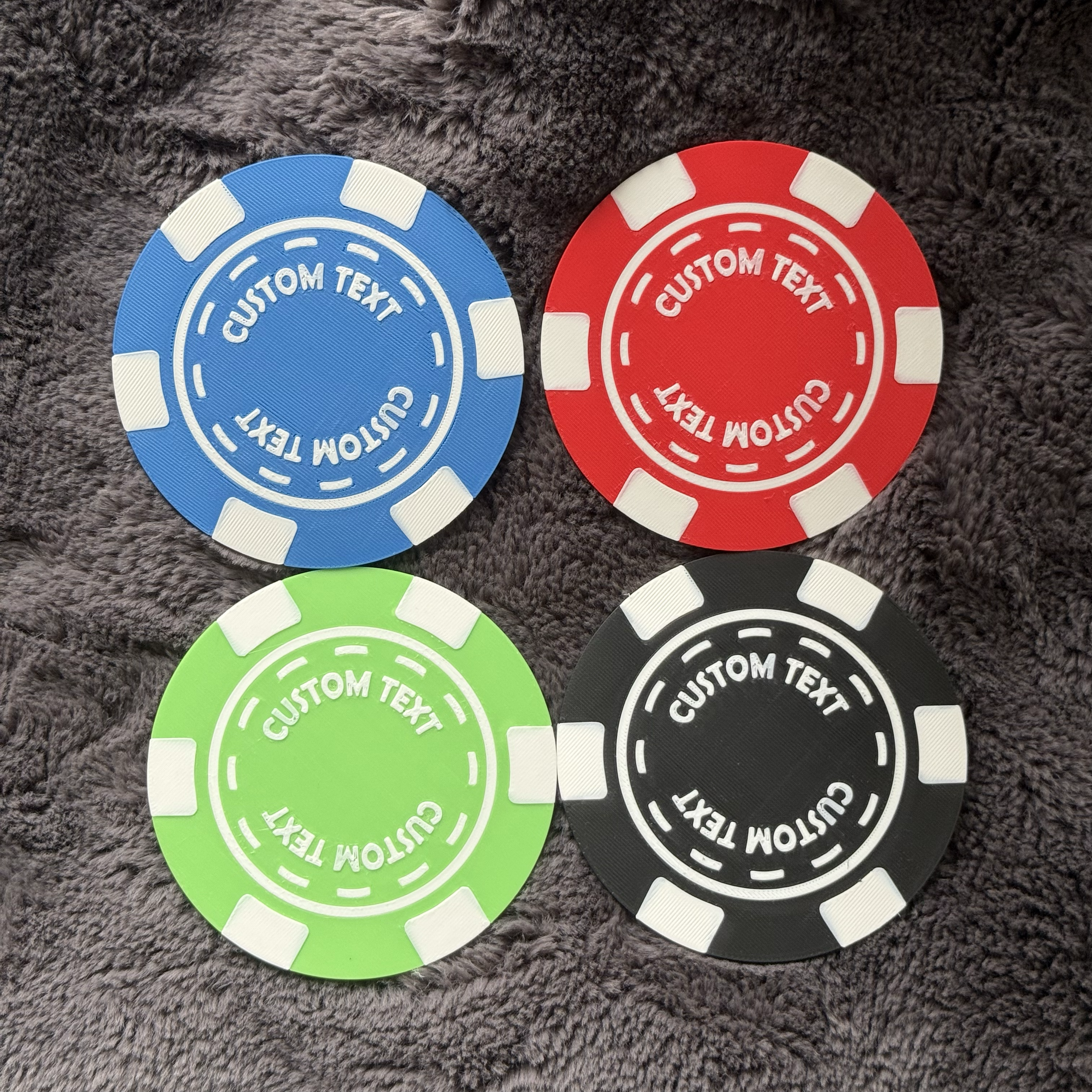 Personalised Poker Chip Coasters Set – Casino Drinking Mats – Poker Night Man Cave Gift