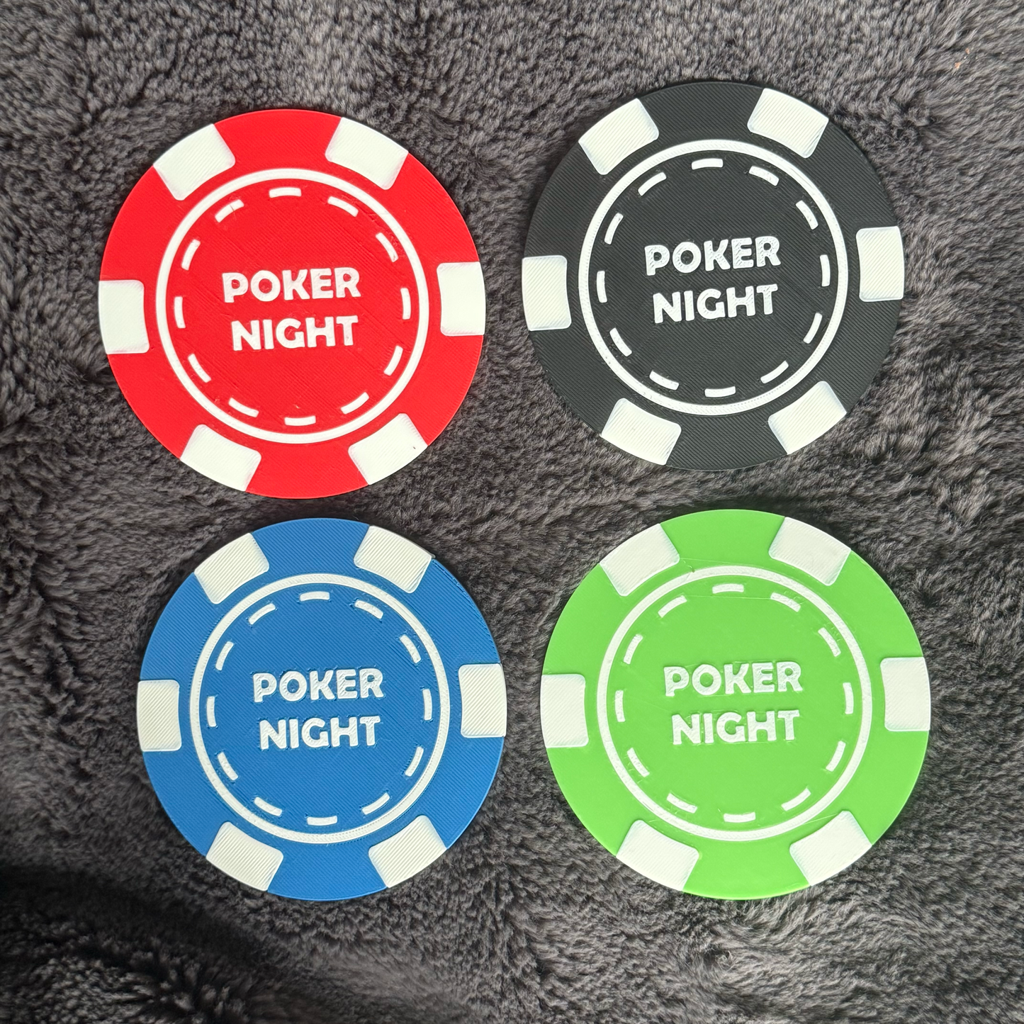 Personalised Poker Chip Coasters Set – Casino Drinking Mats – Poker Night Man Cave Gift