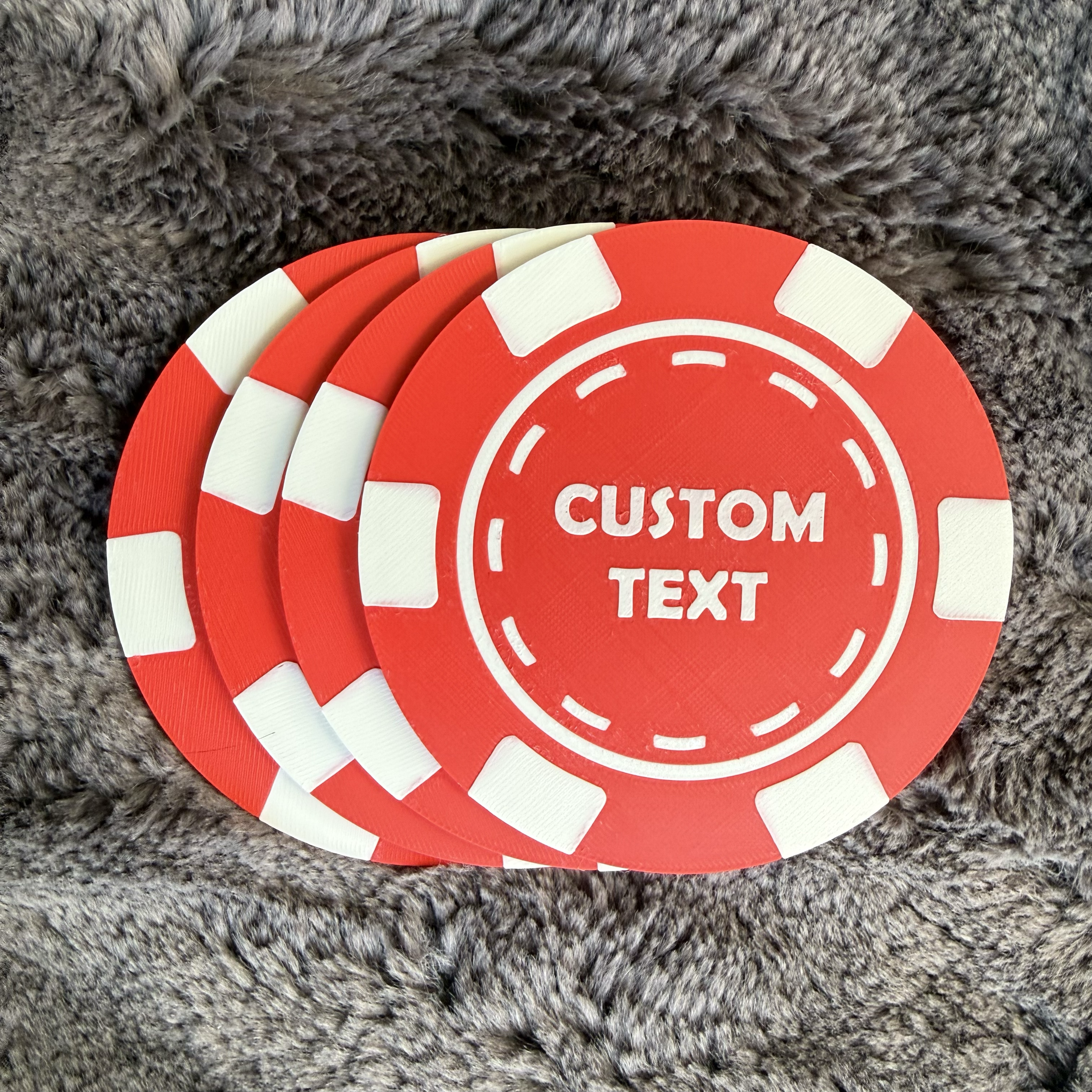 Personalised Poker Chip Coasters Set – Casino Drinking Mats – Poker Night Man Cave Gift
