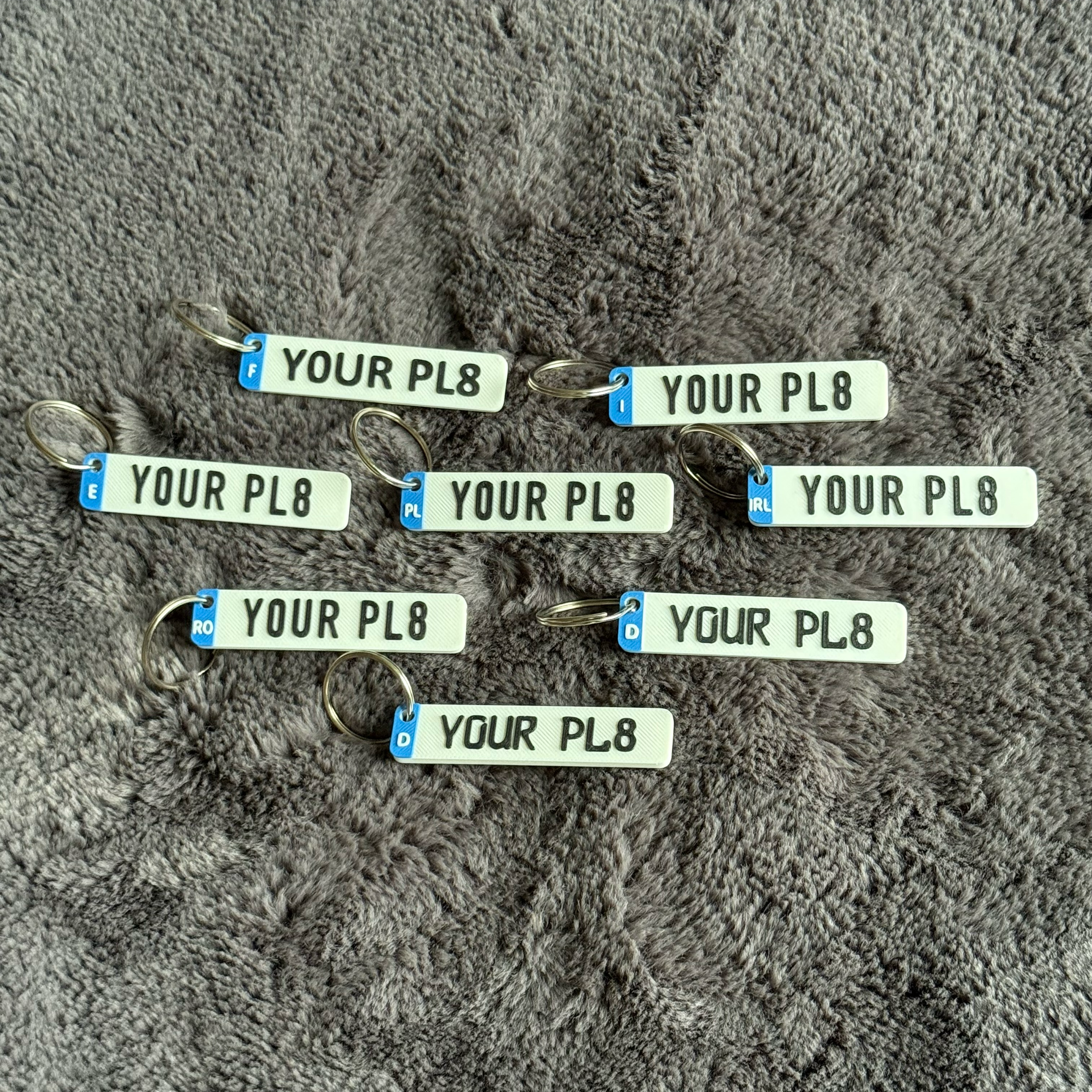 Personalised 3D EU Number Plate Keyring, Custom License Plate Car Reg Accessory