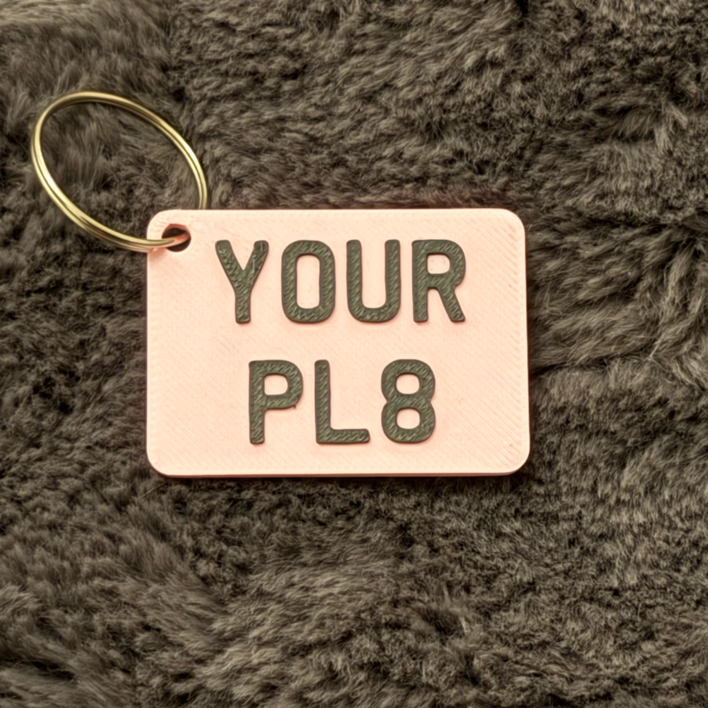 Personalised 3D UK Number Plate Keyring, Custom License Plate Car Reg Accessory