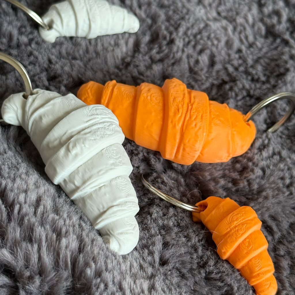 Croissant Keychain | Mini & Standard Sizes | Kawaii French Pastry Bag Charm | Gift for Food Lovers