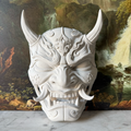 Oni Demon Mask | Paintable Gothic Wall Decor | Japanese Hannya Inspired Cosplay | Anime Decor | Goth Room Accent
