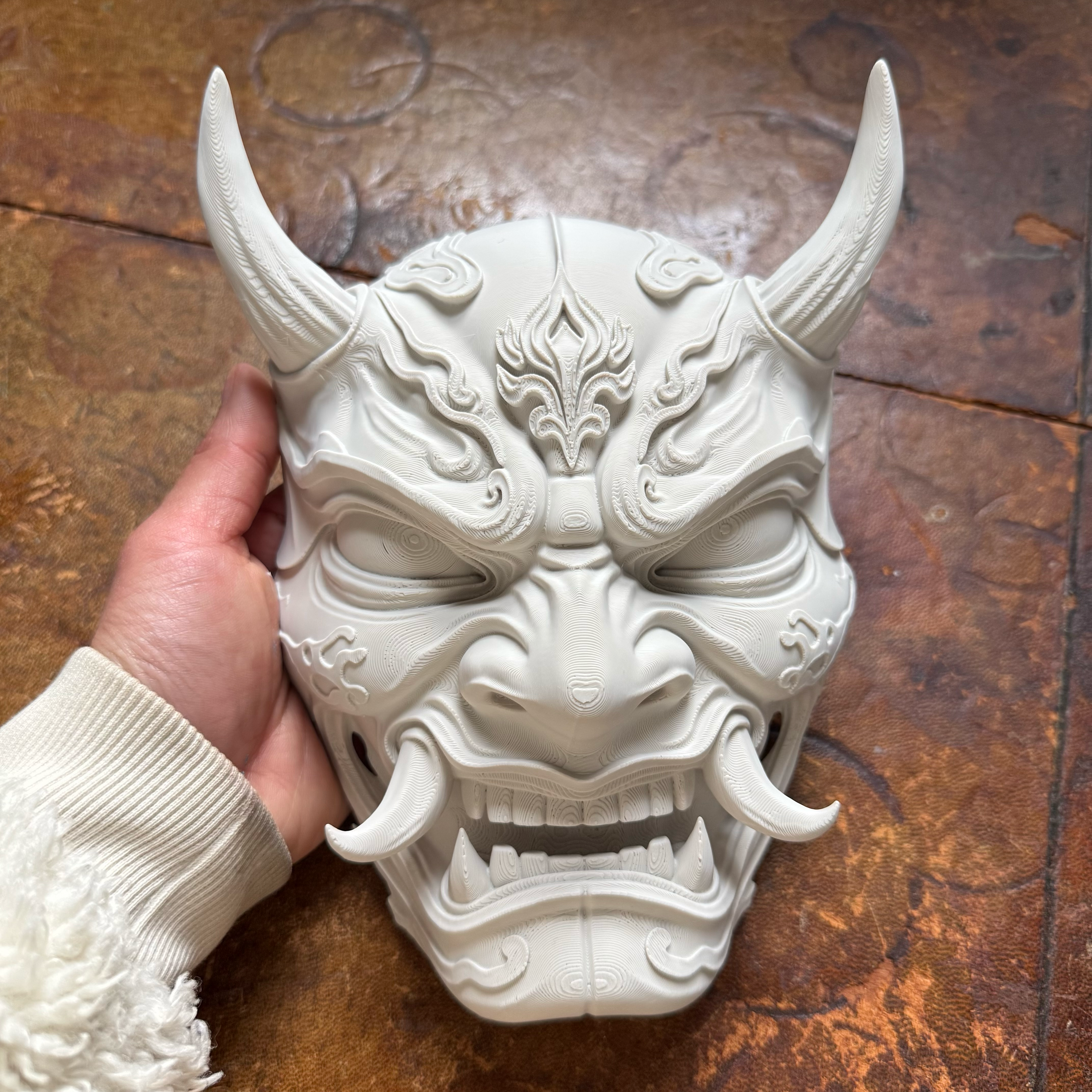 Oni Demon Mask | Paintable Gothic Wall Decor | Japanese Hannya Inspired Cosplay | Anime Decor | Goth Room Accent
