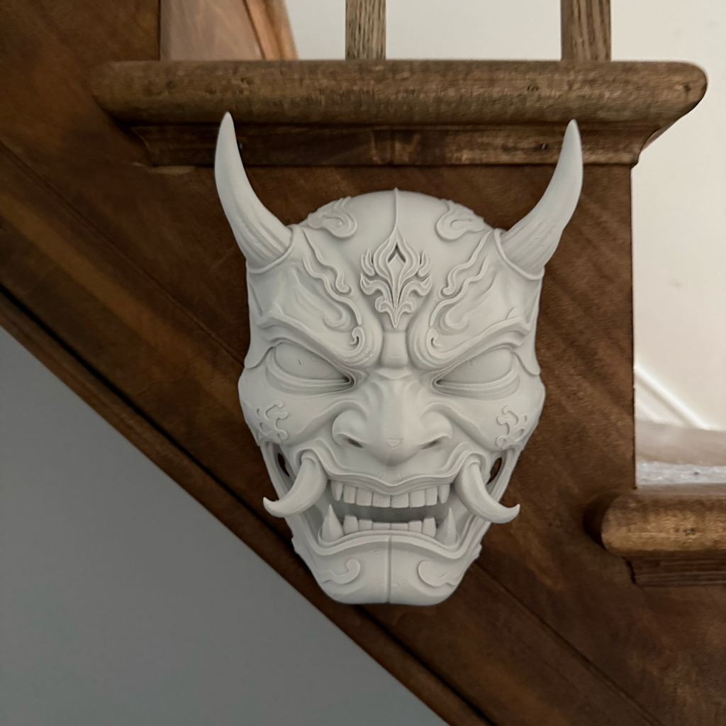 Oni Demon Mask | Paintable Gothic Wall Decor | Japanese Hannya Inspired Cosplay | Anime Decor | Goth Room Accent