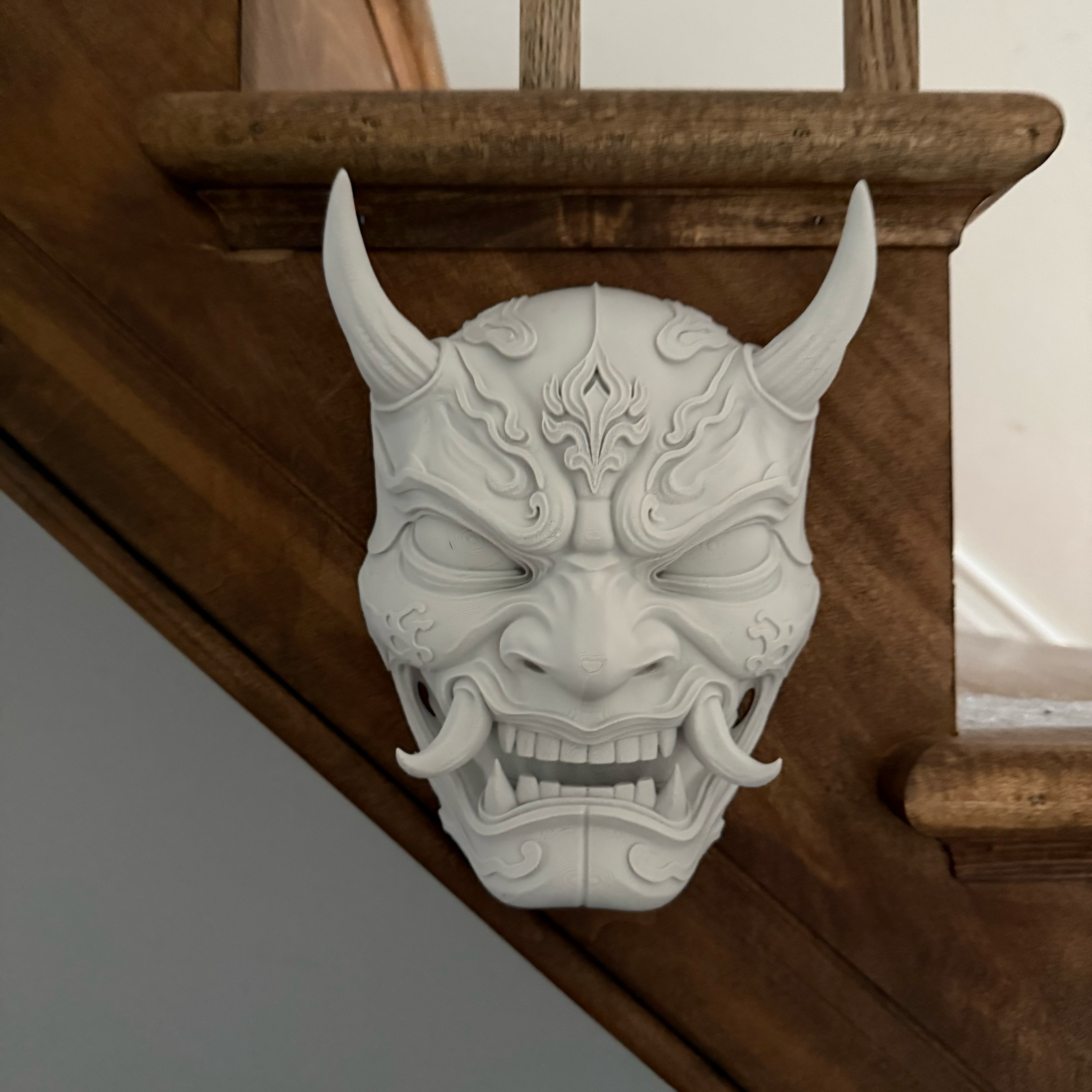 Oni Demon Mask | Paintable Gothic Wall Decor | Japanese Hannya Inspired Cosplay | Anime Decor | Goth Room Accent