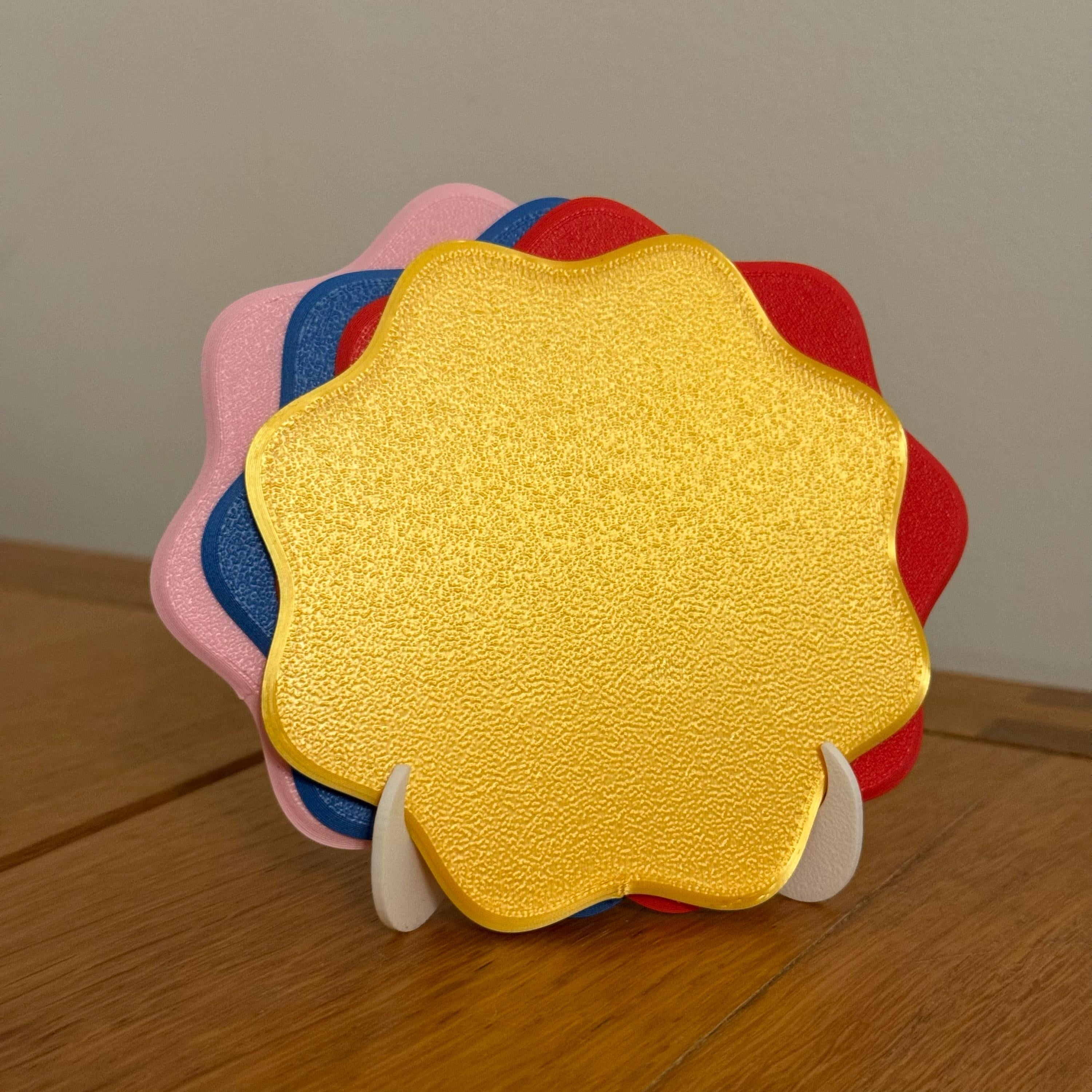 Wavy Dual Texture Coasters (Set of 4 or 6) - With Stand