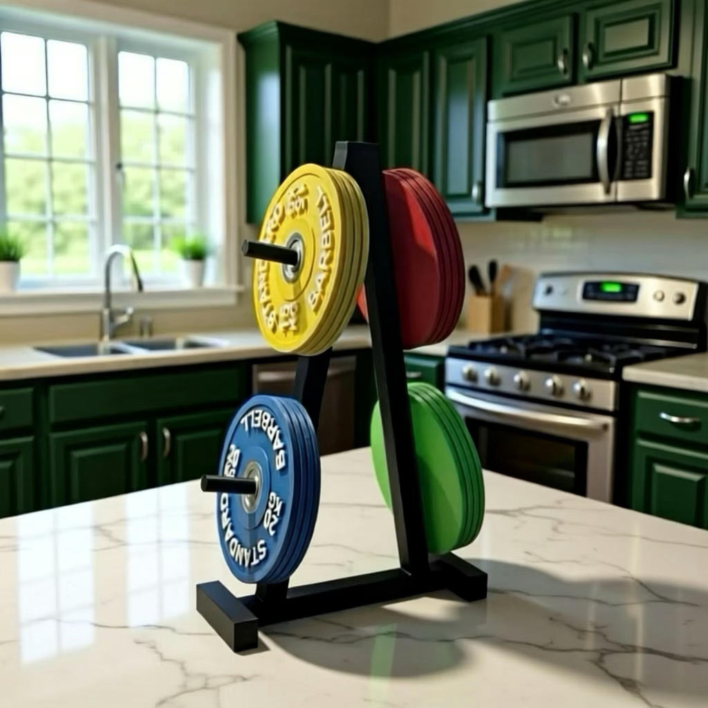 Weight Plate Coasters Set with Stand – Non Slip - Gym Decor, Weightlifting Gift