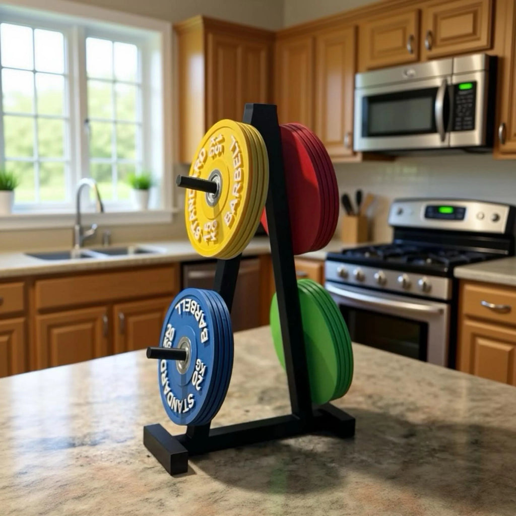 Weight Plate Coasters Set with Stand – Non Slip - Gym Decor, Weightlifting Gift