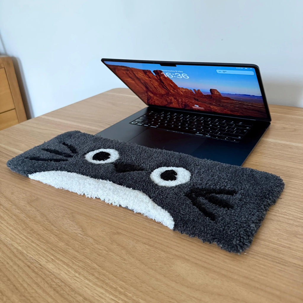 Hand Tufted Cute Cartoon Keyboard Rug, Kawaii Desk Decor, Soft Wrist Rest Accessory