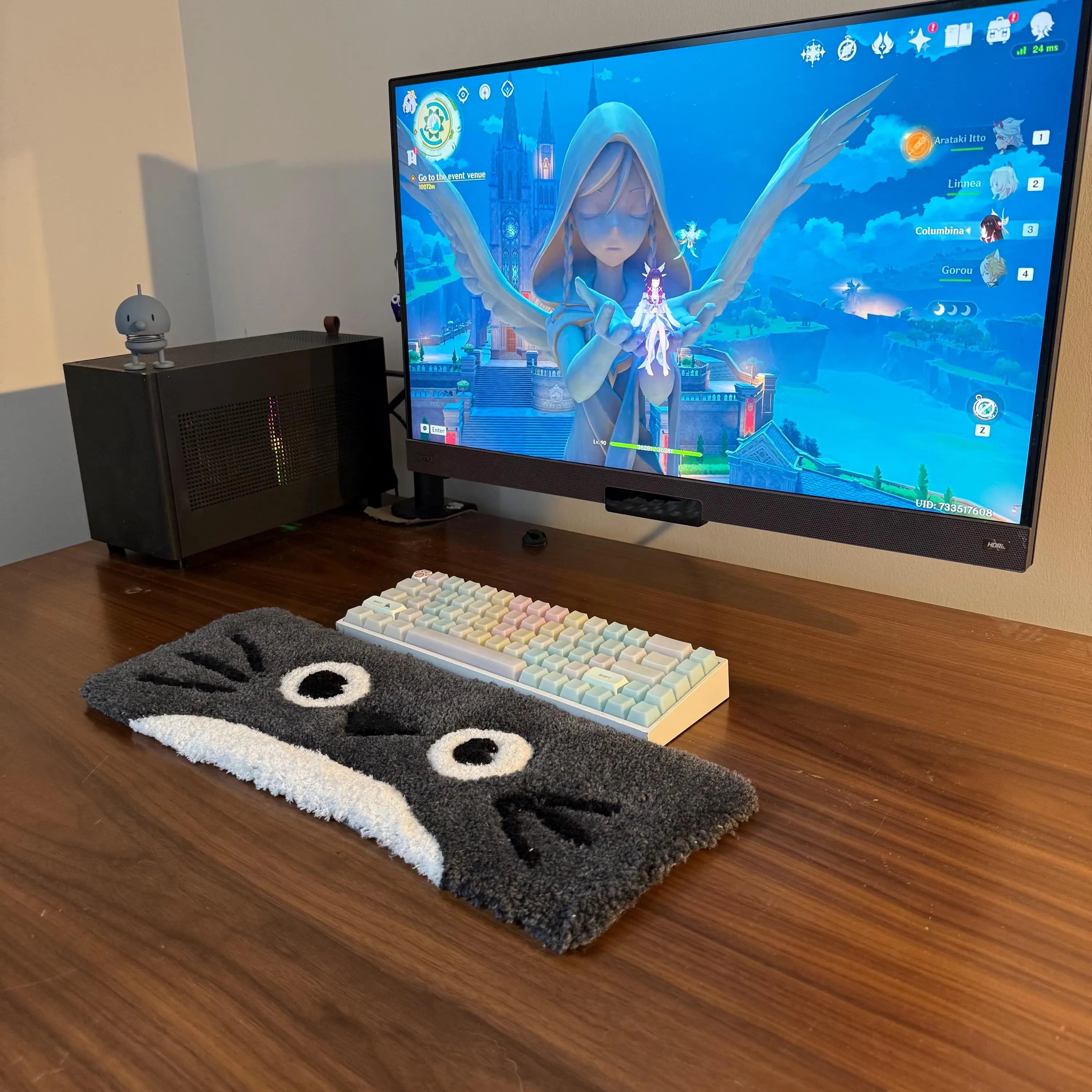 Hand Tufted Cute Cartoon Keyboard Rug, Kawaii Desk Decor, Soft Wrist Rest Accessory
