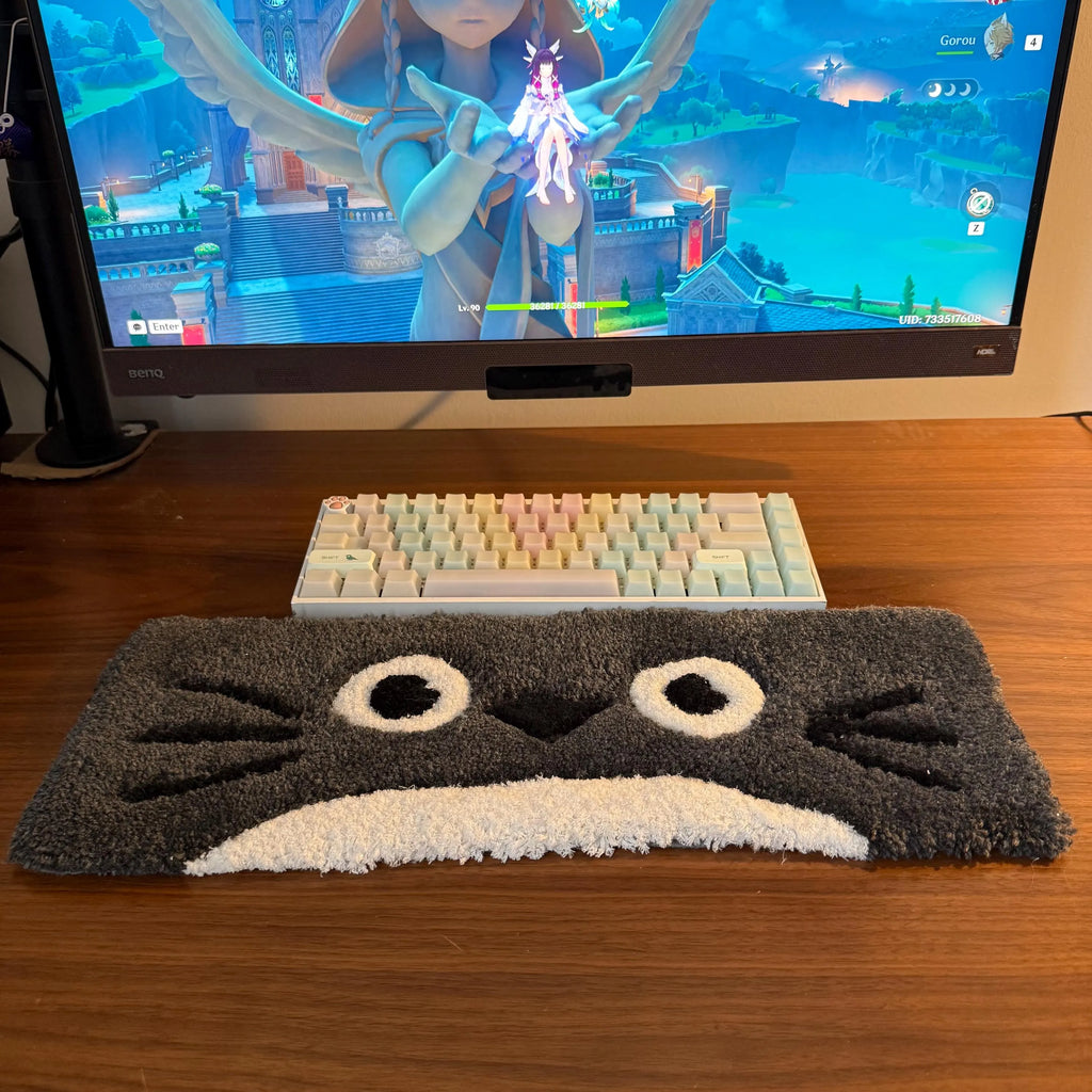 Hand Tufted Cute Cartoon Keyboard Rug, Kawaii Desk Decor, Soft Wrist Rest Accessory