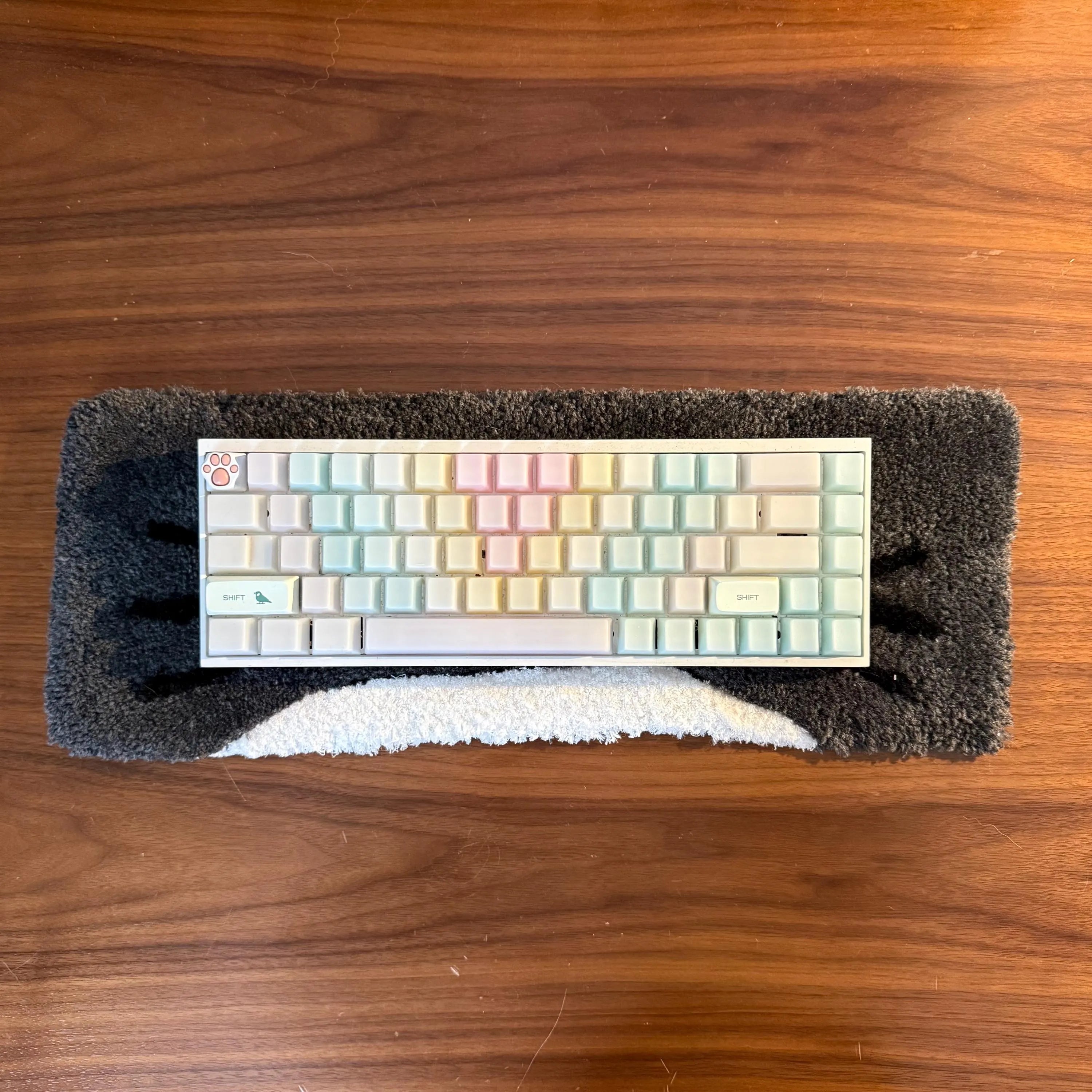 Hand Tufted Cute Cartoon Keyboard Rug, Kawaii Desk Decor, Soft Wrist Rest Accessory