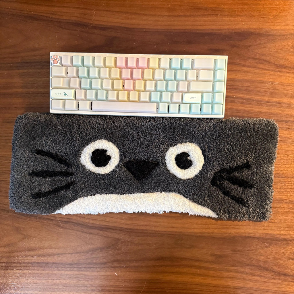 Hand Tufted Cute Cartoon Keyboard Rug, Kawaii Desk Decor, Soft Wrist Rest Accessory