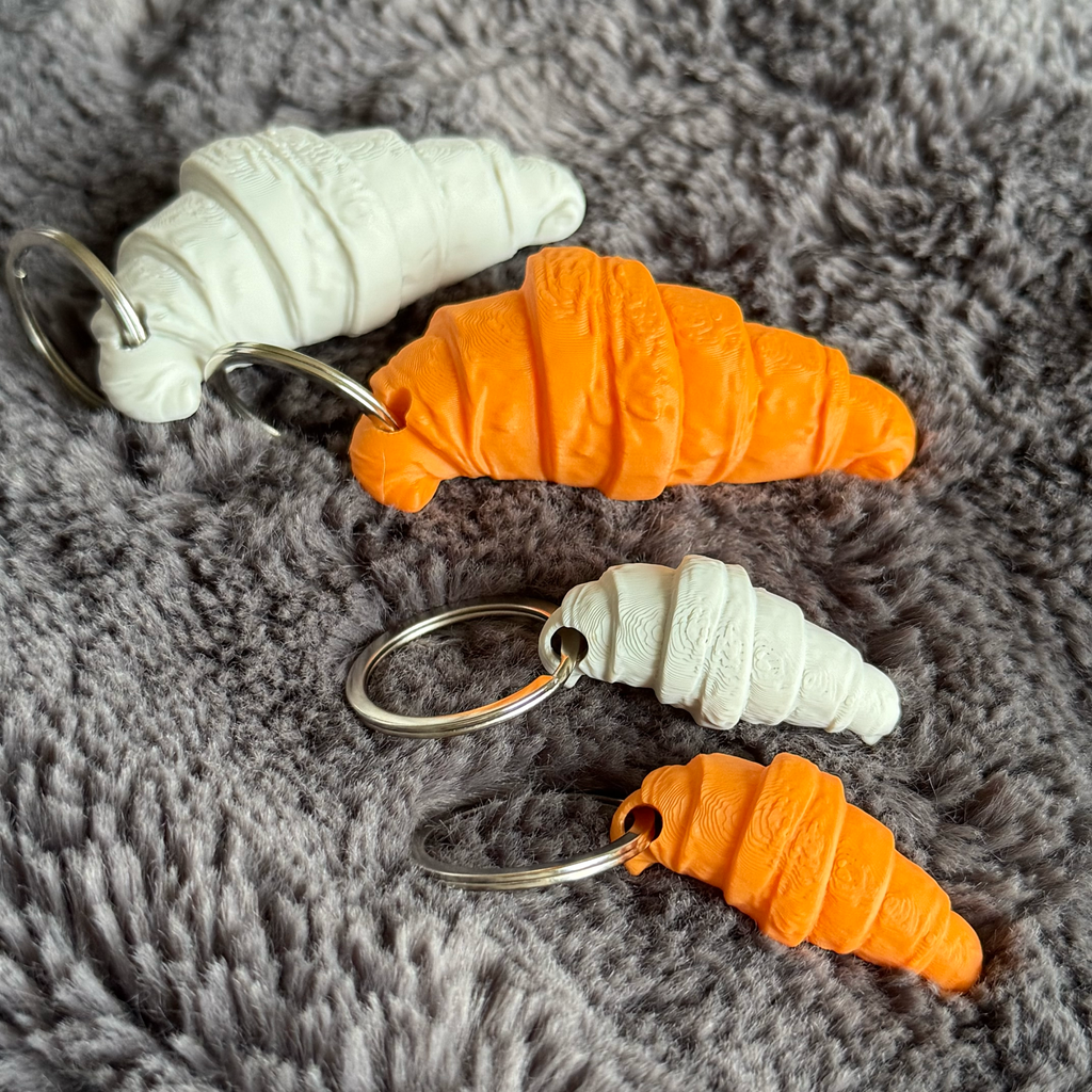 Croissant Keychain | Mini & Standard Sizes | Kawaii French Pastry Bag Charm | Gift for Food Lovers