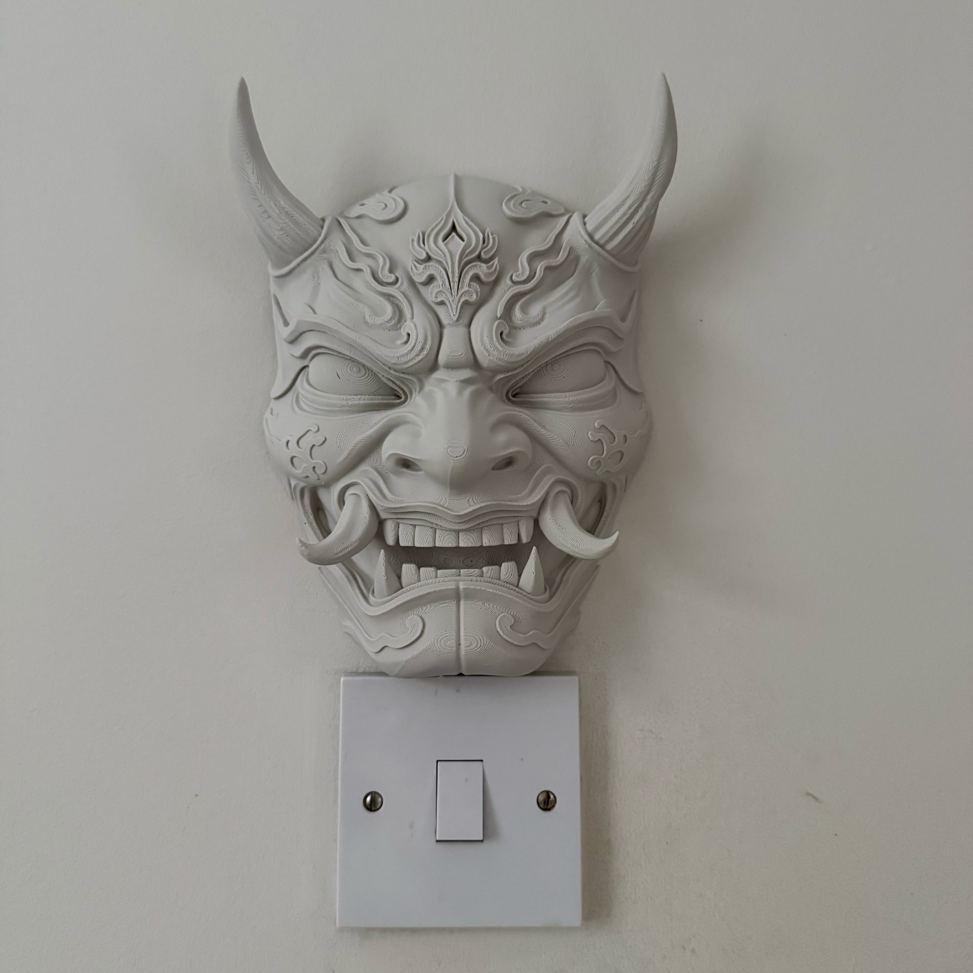 Oni Demon Mask | Paintable Gothic Wall Decor | Japanese Hannya Inspired Cosplay | Anime Decor | Goth Room Accent