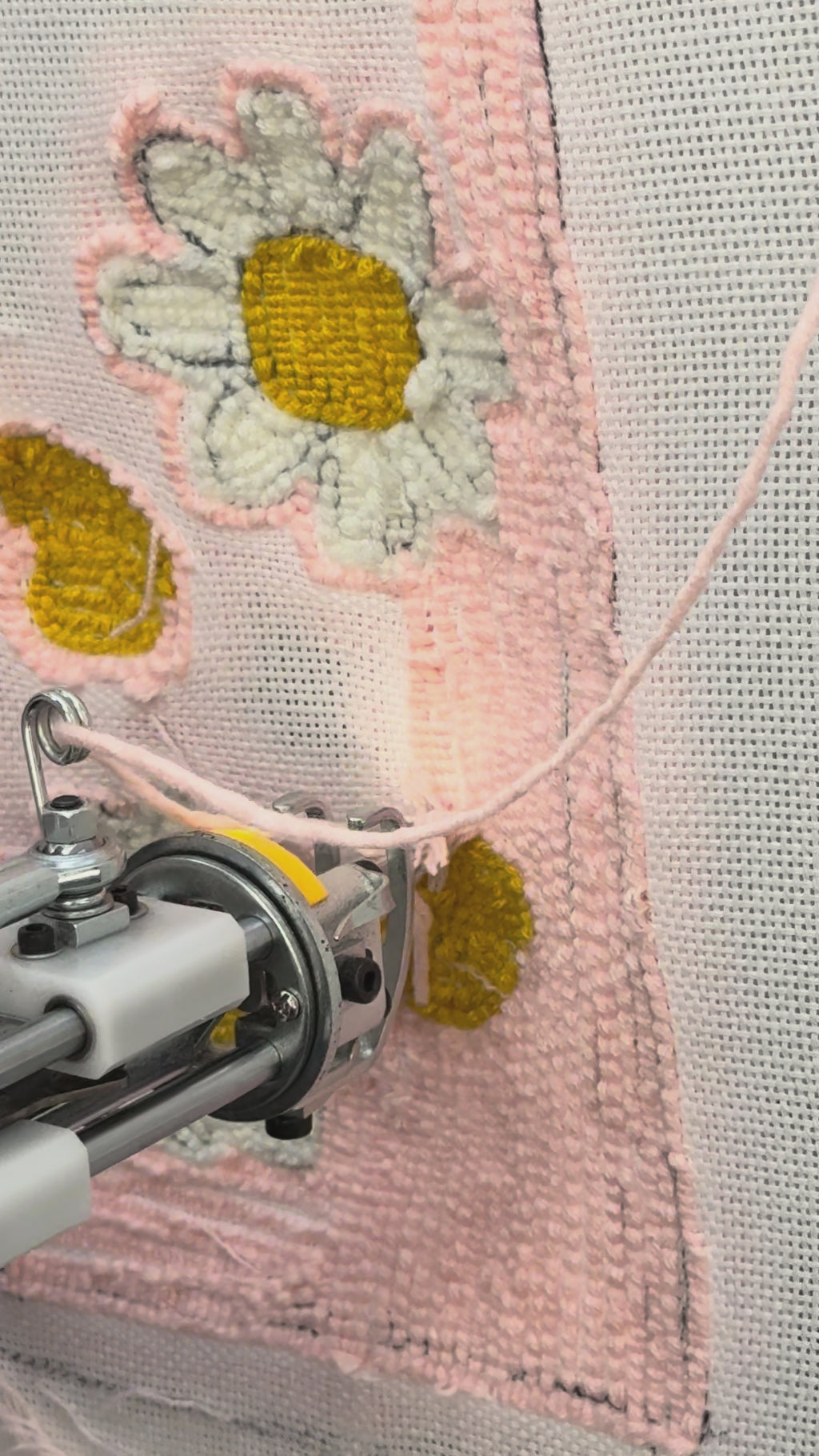 Hand Tufted Daisy Pattern Keyboard Rug, Pink Kawaii Desk Decor, Soft Wrist Rest Accessory