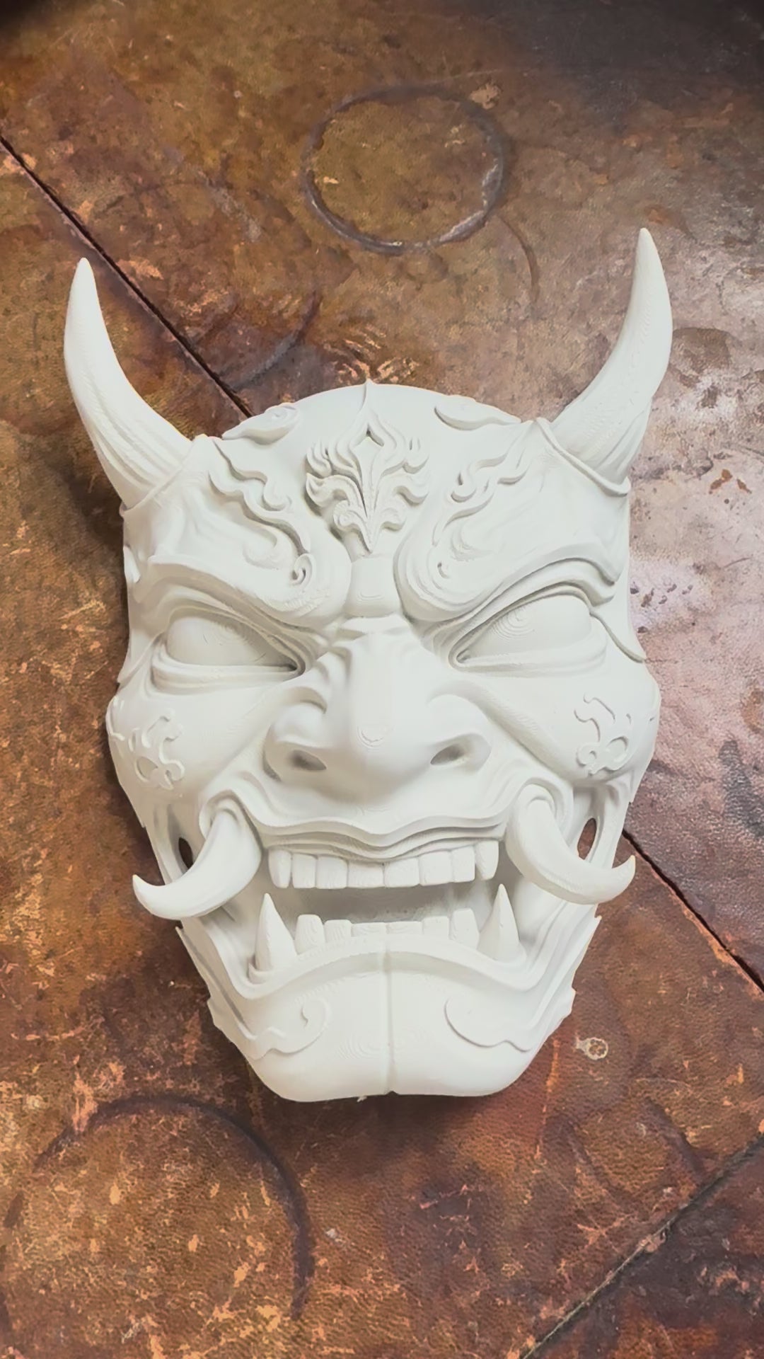 Oni Demon Mask | Paintable Gothic Wall Decor | Japanese Hannya Inspired Cosplay | Anime Decor | Goth Room Accent