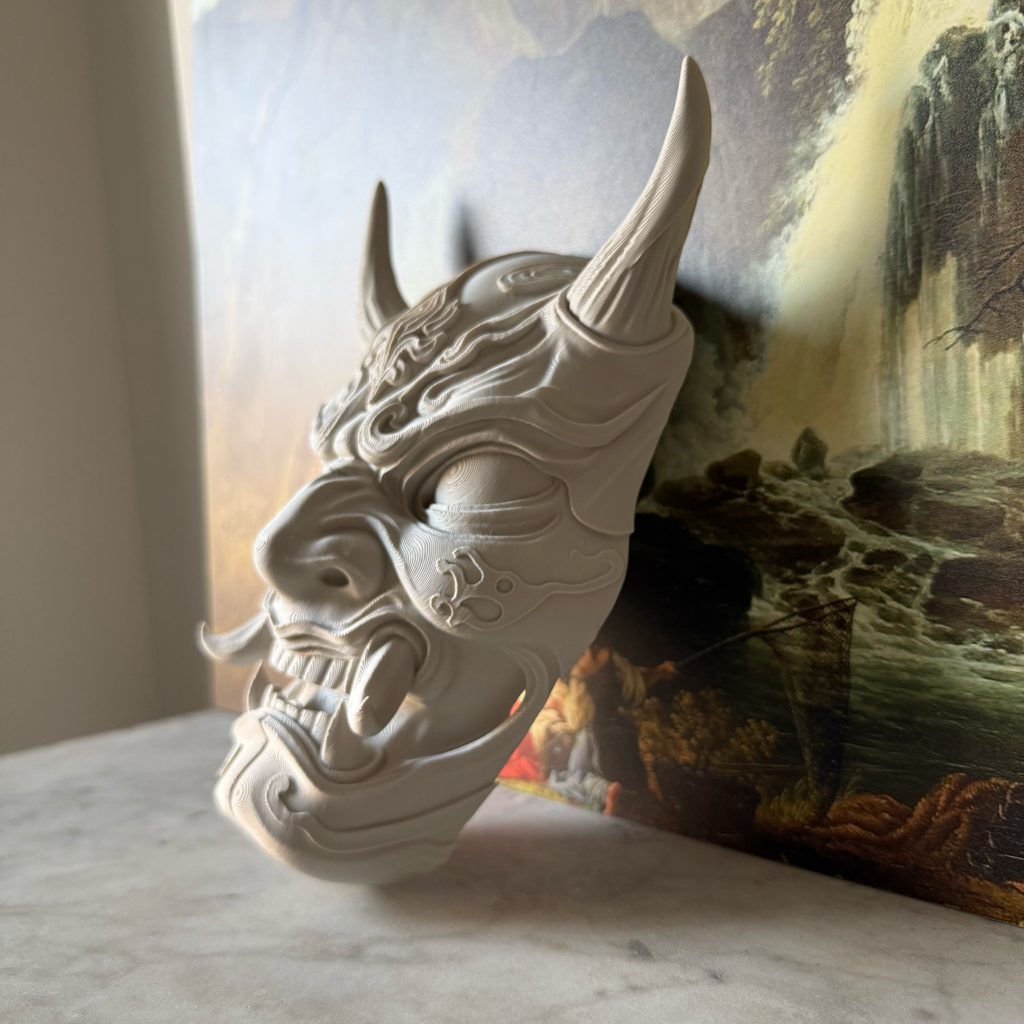 Oni Demon Mask | Paintable Gothic Wall Decor | Japanese Hannya Inspired Cosplay | Anime Decor | Goth Room Accent