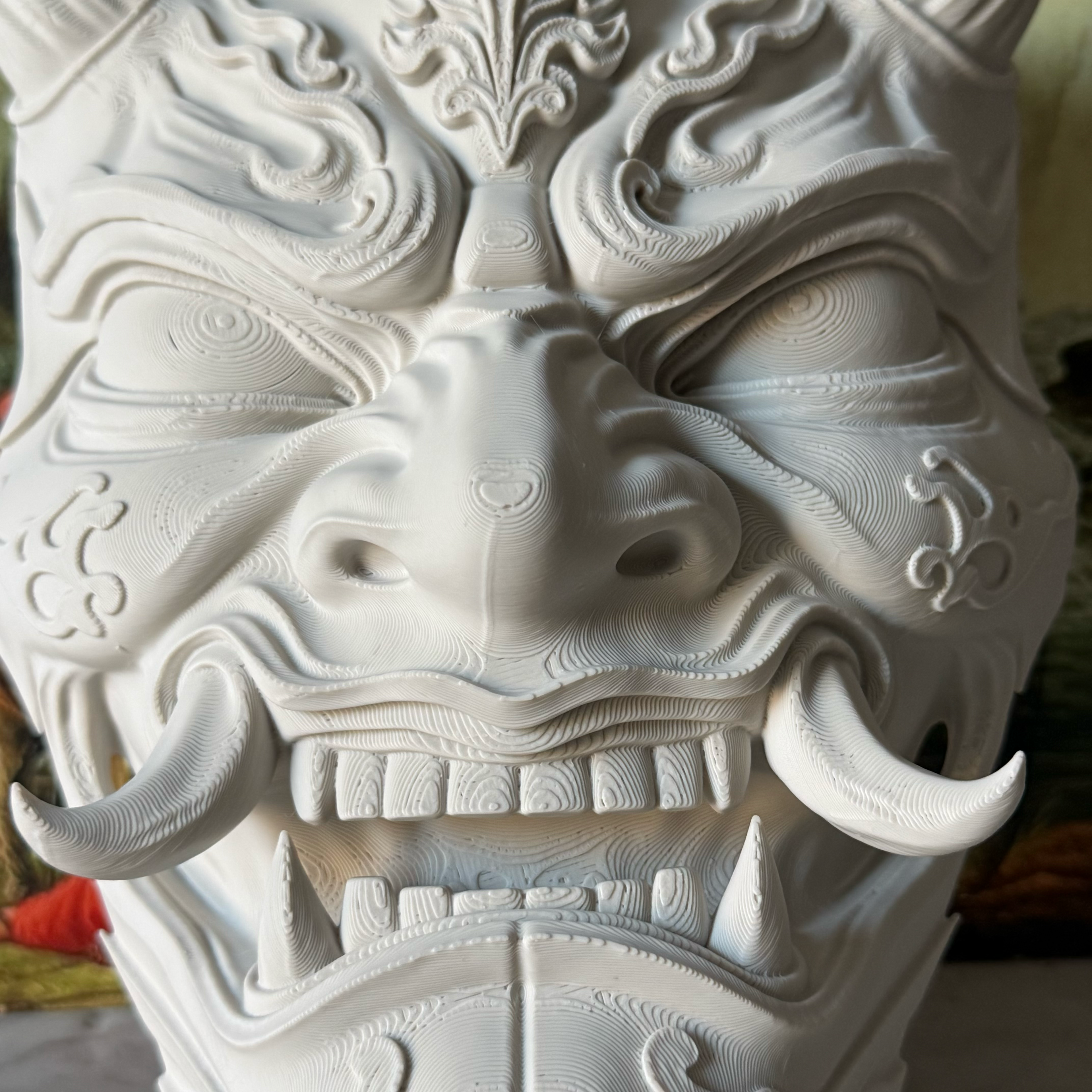 Oni Demon Mask | Paintable Gothic Wall Decor | Japanese Hannya Inspired Cosplay | Anime Decor | Goth Room Accent